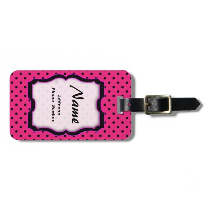 Luggage Tag Hot Pink Polka Dot