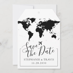 Luggage Tag Map Save the Date – Pick Any Colors