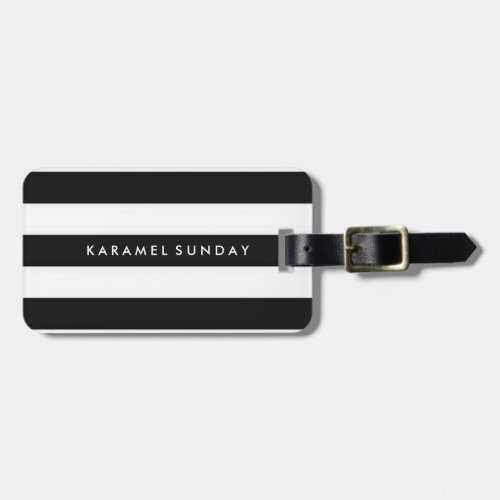 Luggage Tag _ Nautical Stripes Black