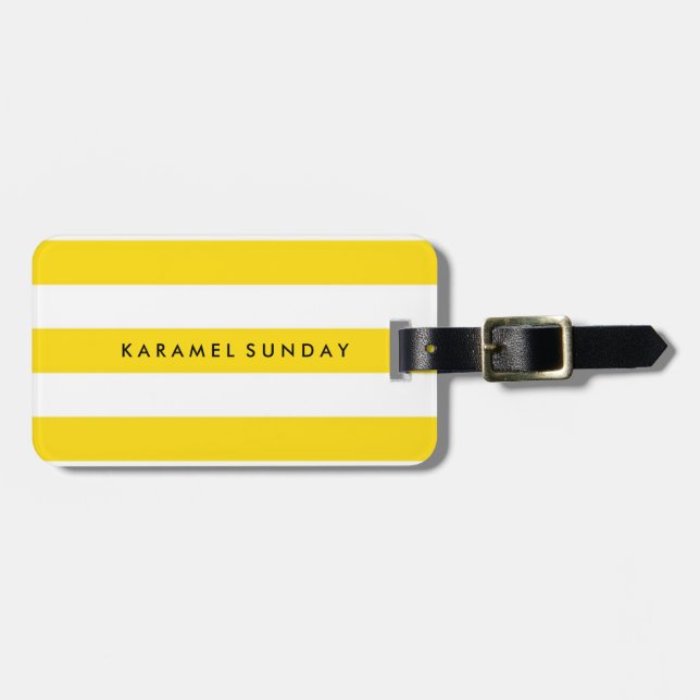 Luggage Tag - Nautical Stripes Yellow (Front Horizontal)