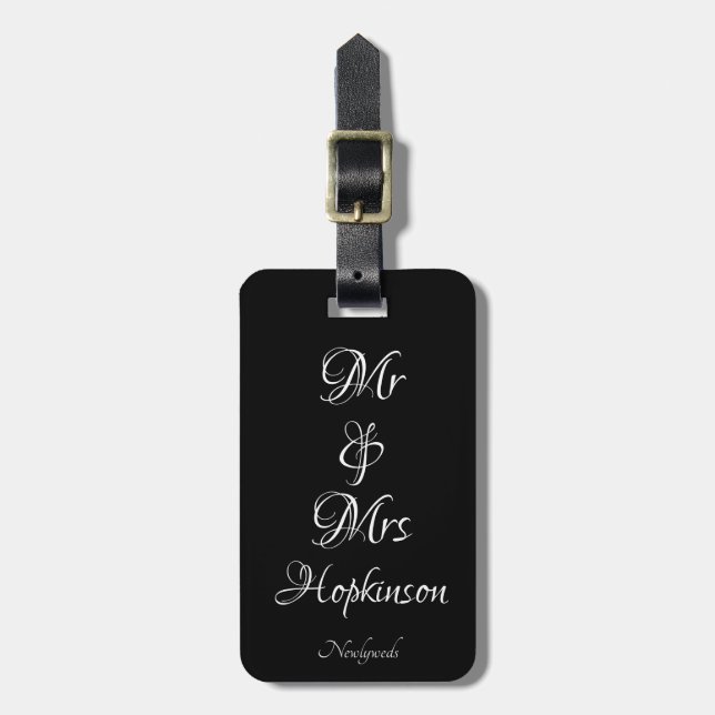 Luggage Tag - Newlyweds Mr & Mrs (Front Vertical)