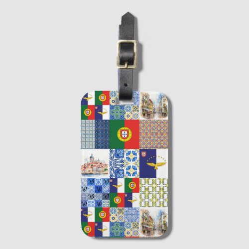 Luggage Tag of Portugal Flag and Azores Flag