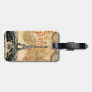 luggage tag,paris, vintage, eiffel tower tag