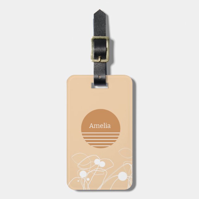 Luggage tag - 'Peach Horizons', Personalised (Front Vertical)