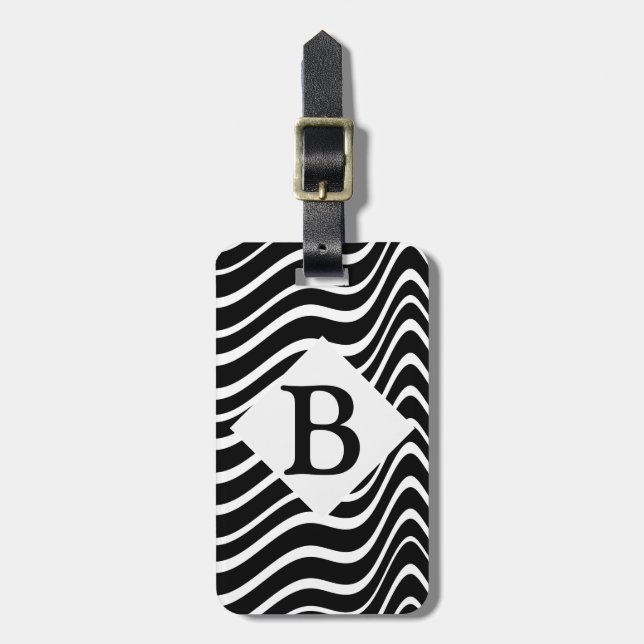 luggage tag personalize it black and white (Front Vertical)