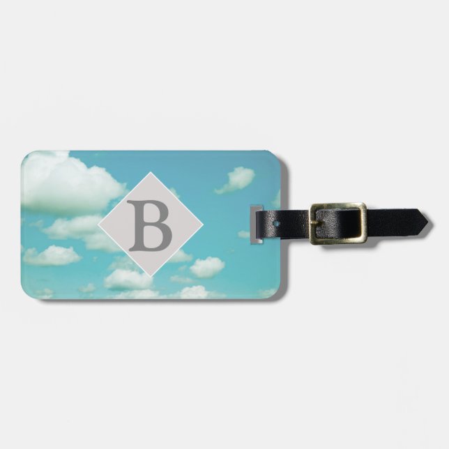 luggage tag personalize it blue sky with clouds (Front Horizontal)