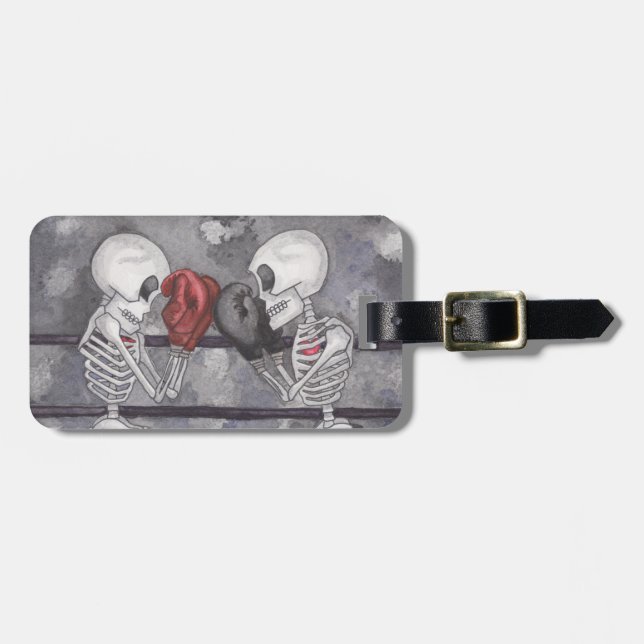 Luggage Tag Personalized Skeletons Boxing Painting (Front Horizontal)
