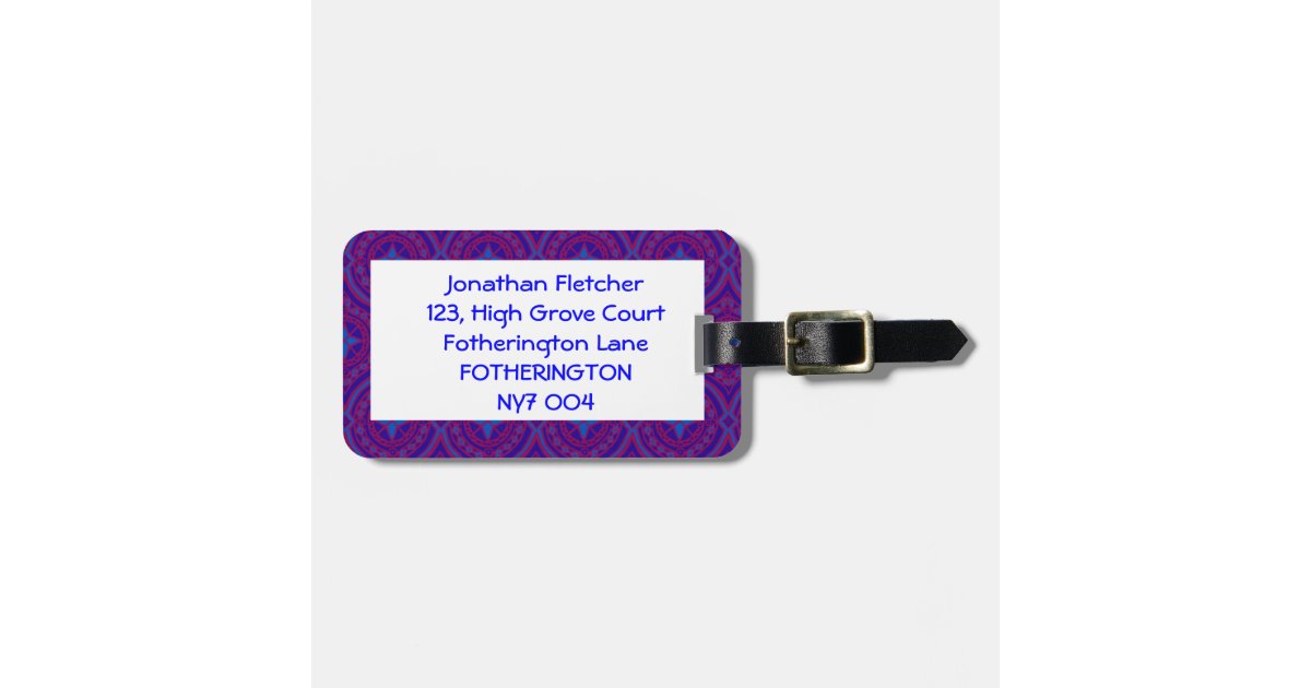 Luggage Tag, Purple and Blue Ogee Pattern Tag For Luggage | Zazzle