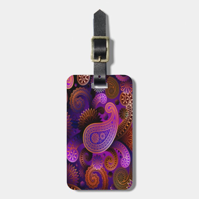 Luggage Tag/Purple Paisley Tag (Front Vertical)