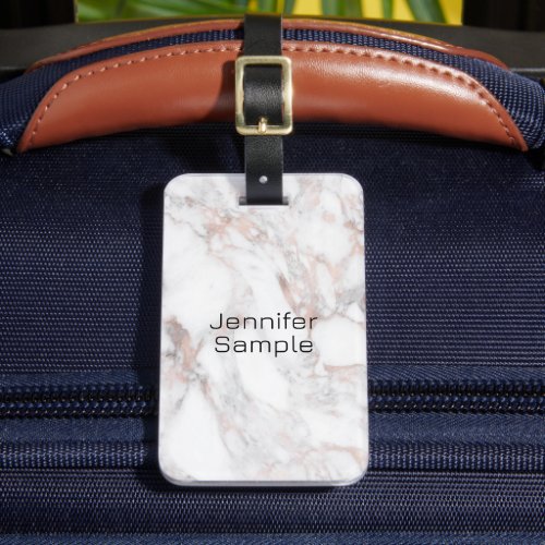 Luggage Tag Rose Gold Marble Custom Template