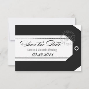Luggage Tag Save the Dates classic black and white Save The Date