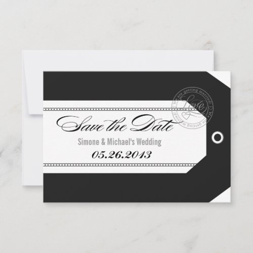 Luggage Tag Save the Dates classic black  white Save The Date
