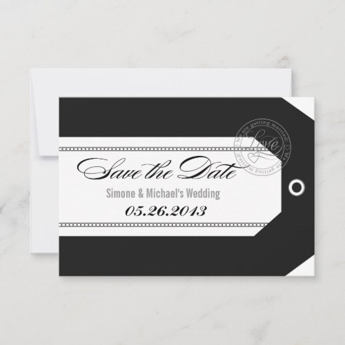 Luggage Tag Save the Dates classic black + white Save The Date