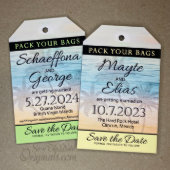 Luggage Tag Shaped Save The Date Magnet + Envelope (Colors)