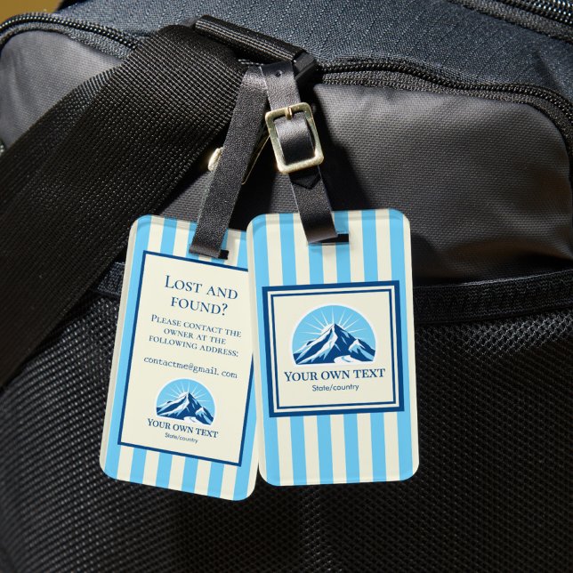 Luggage Tag stripes Mountain ski name (Creator Uploaded)