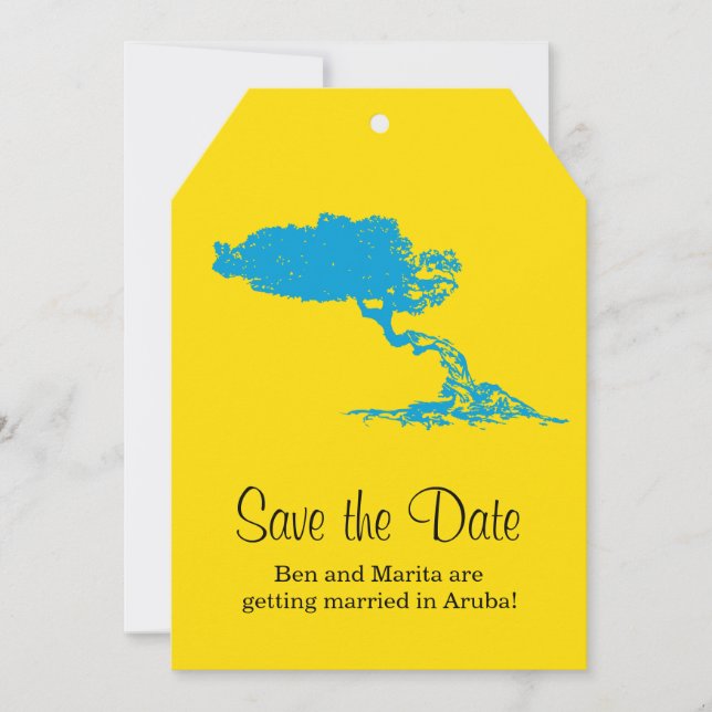 Luggage Tag to Aruba | Save the Date Invitation (Front)
