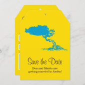 Luggage Tag to Aruba | Save the Date Invitation (Front/Back)