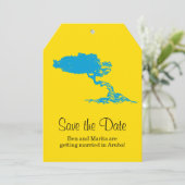 Luggage Tag to Aruba | Save the Date Invitation (Standing Front)