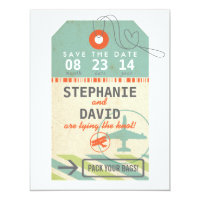 Luggage Tag Vintage Destination Wedding Save Date Card