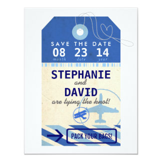 Luggage Tag Vintage Destination Wedding Save Date Card