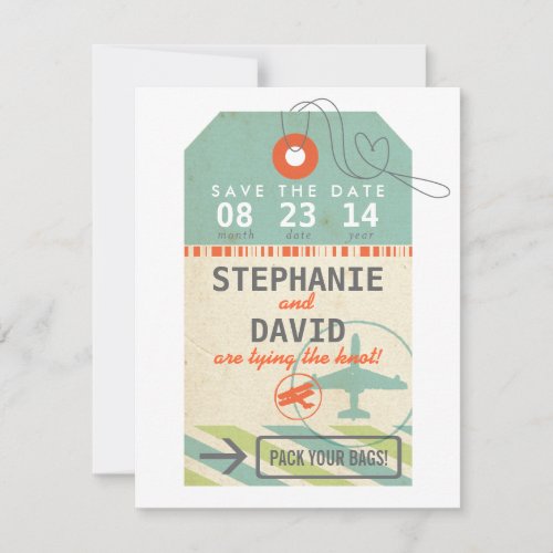 Luggage Tag Vintage Destination Wedding Save Date Save The Date