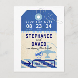 Luggage Tag Vintage Destination Wedding Save Date Save The Date