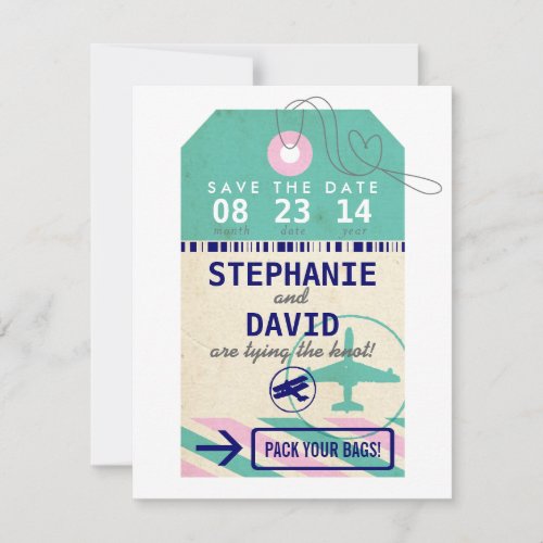 Luggage Tag Vintage Destination Wedding Save Date Save The Date