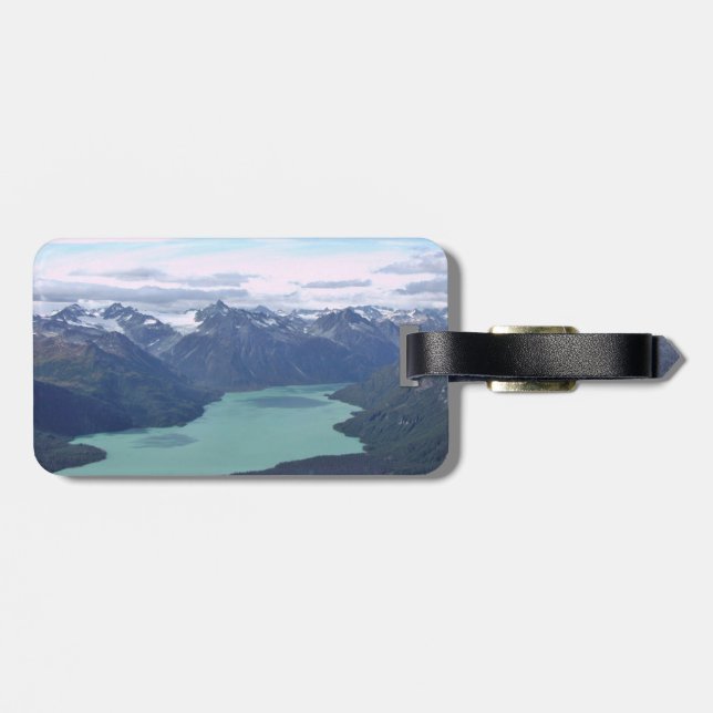 Luggage Tag w/ leather strap of Alaska scenes (Back Horizontal)