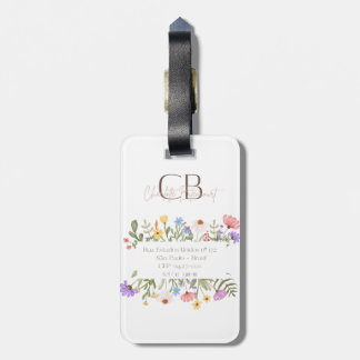 Luggage Tag Watercolor Flowers