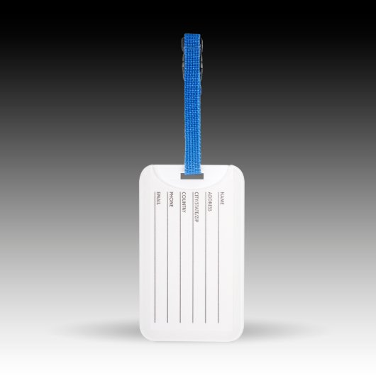 Luggage Tag With Blue Nylon Strap (Back)