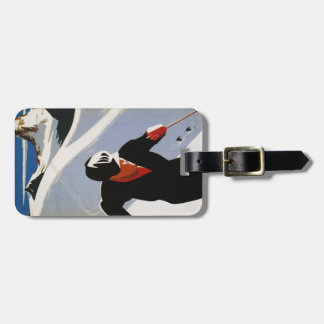 Luggage Tag with Canadian Rockies Ski Print