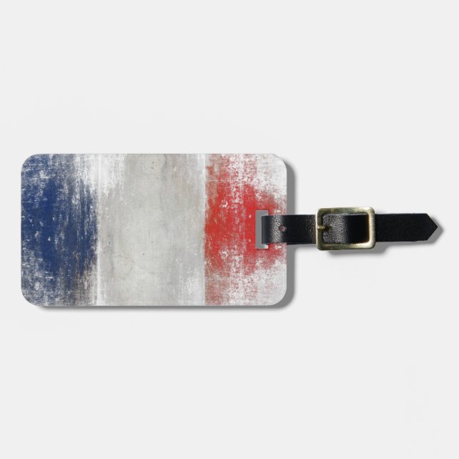 Luggage Tag with Extra Dirty Flag from France (Front Horizontal)