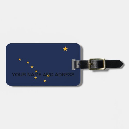 Luggage Tag with Flag of Alaska USA