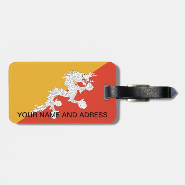 Luggage Tag with Flag of Bhutan (Back Horizontal)
