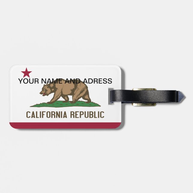 Luggage Tag with Flag of California, USA (Back Horizontal)