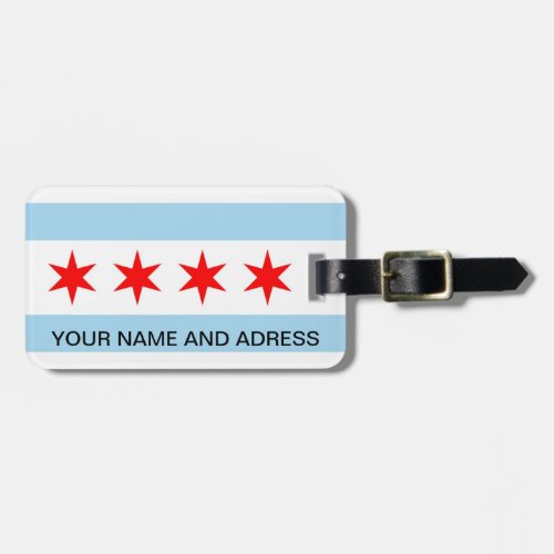 Luggage Tag with Flag of Chicago Illinois USA