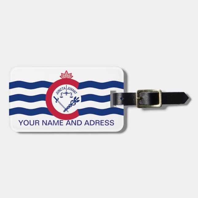 Luggage Tag with Flag of Cincinnati City, USA (Front Horizontal)