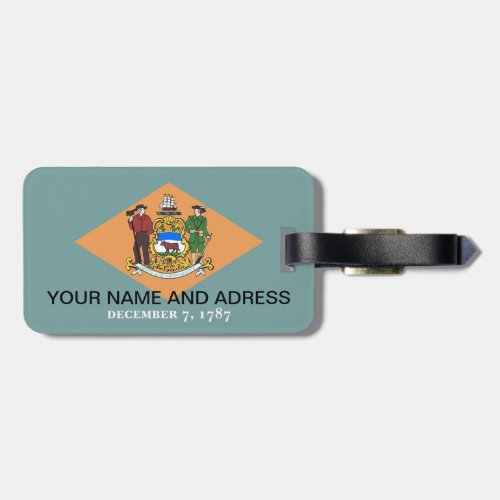 Luggage Tag with Flag of Delaware USA