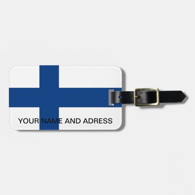 Luggage Tag with Flag of Finland (Front Horizontal)