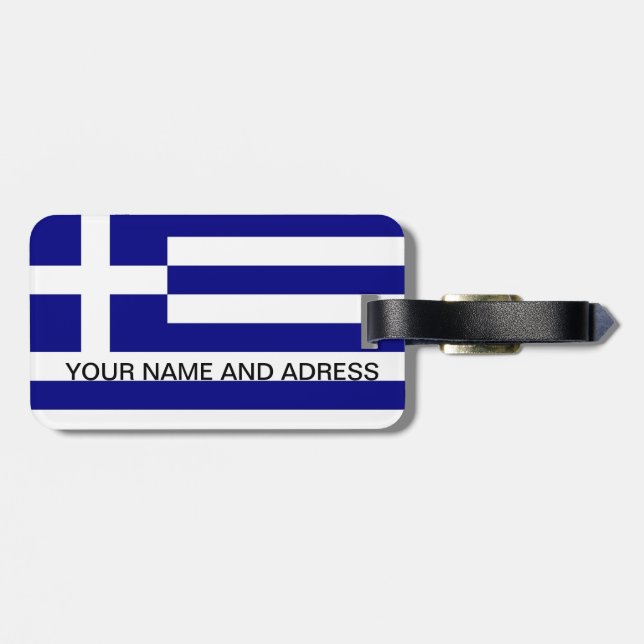 Luggage Tag with Flag of Greece (Back Horizontal)