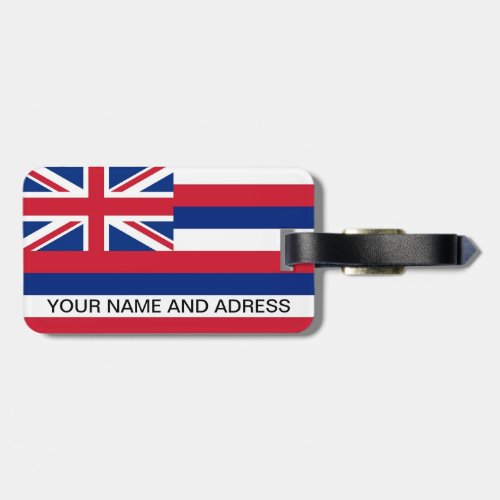 Luggage Tag with Flag of Hawaii USA