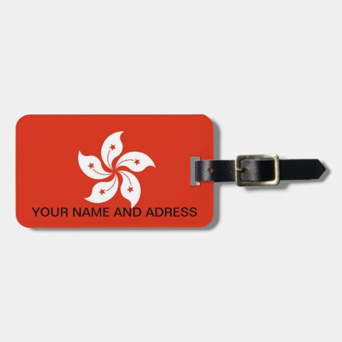 Luggage Tag with Flag of Hong Kong China