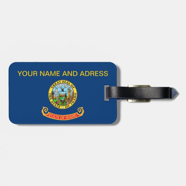Luggage Tag with Flag of Idaho, USA (Back Horizontal)