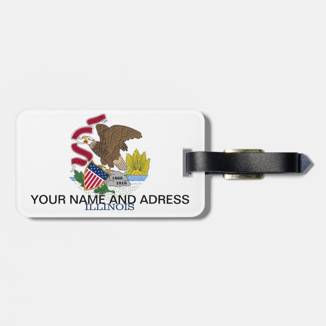 Luggage Tag with Flag of Illinois, USA (Back Horizontal)