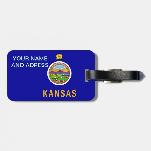 Luggage Tag with Flag of Kansas USA