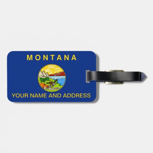 Luggage Tag with Flag of Montana USA