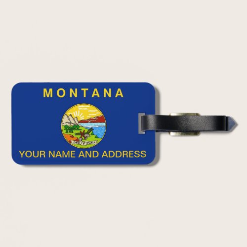Luggage Tag with Flag of Montana, USA
