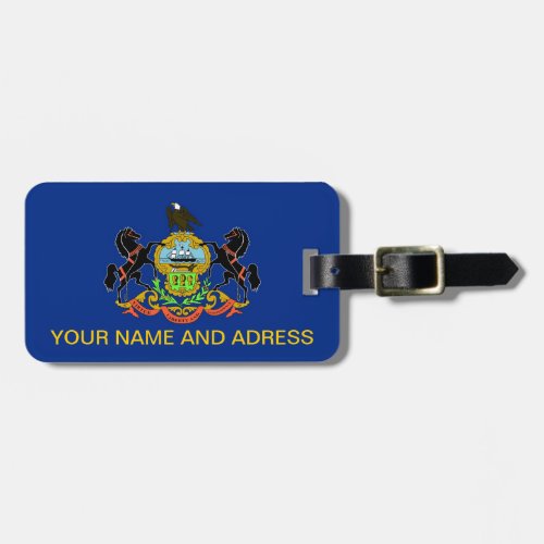 Luggage Tag with Flag of Pennsylvania USA