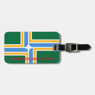 Luggage Tag with Flag of Portland City, USA