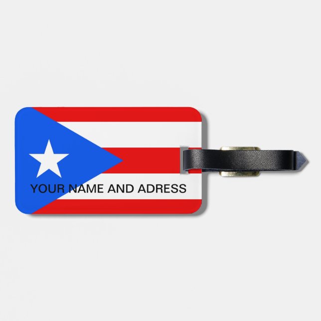 Luggage Tag with Flag of Puerto Rico, USA (Back Horizontal)